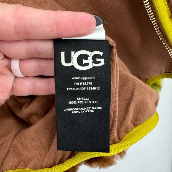 Ugg‎ Women’s XL Marlene Jacket Faux For Green Brown Pullover Jacket NWT